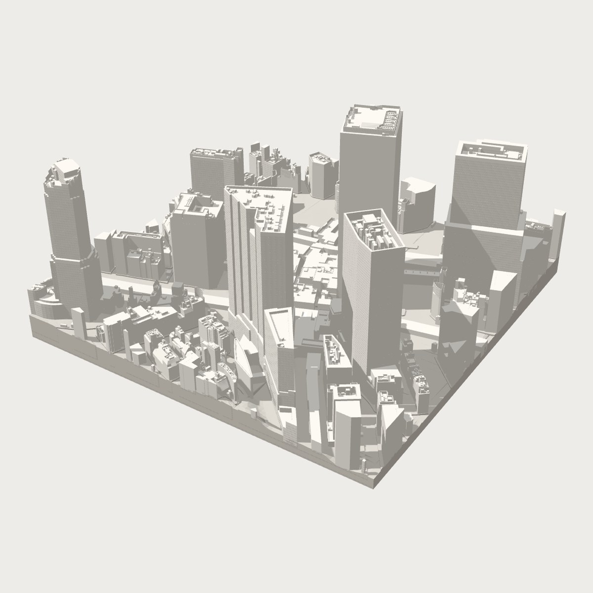 作成画面でつくった渋谷駅周辺の3Dモデル